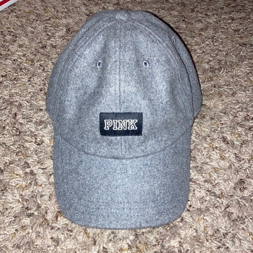Victoria Secret Pink Gray Wool Adjustable Baseball Cap Hat
